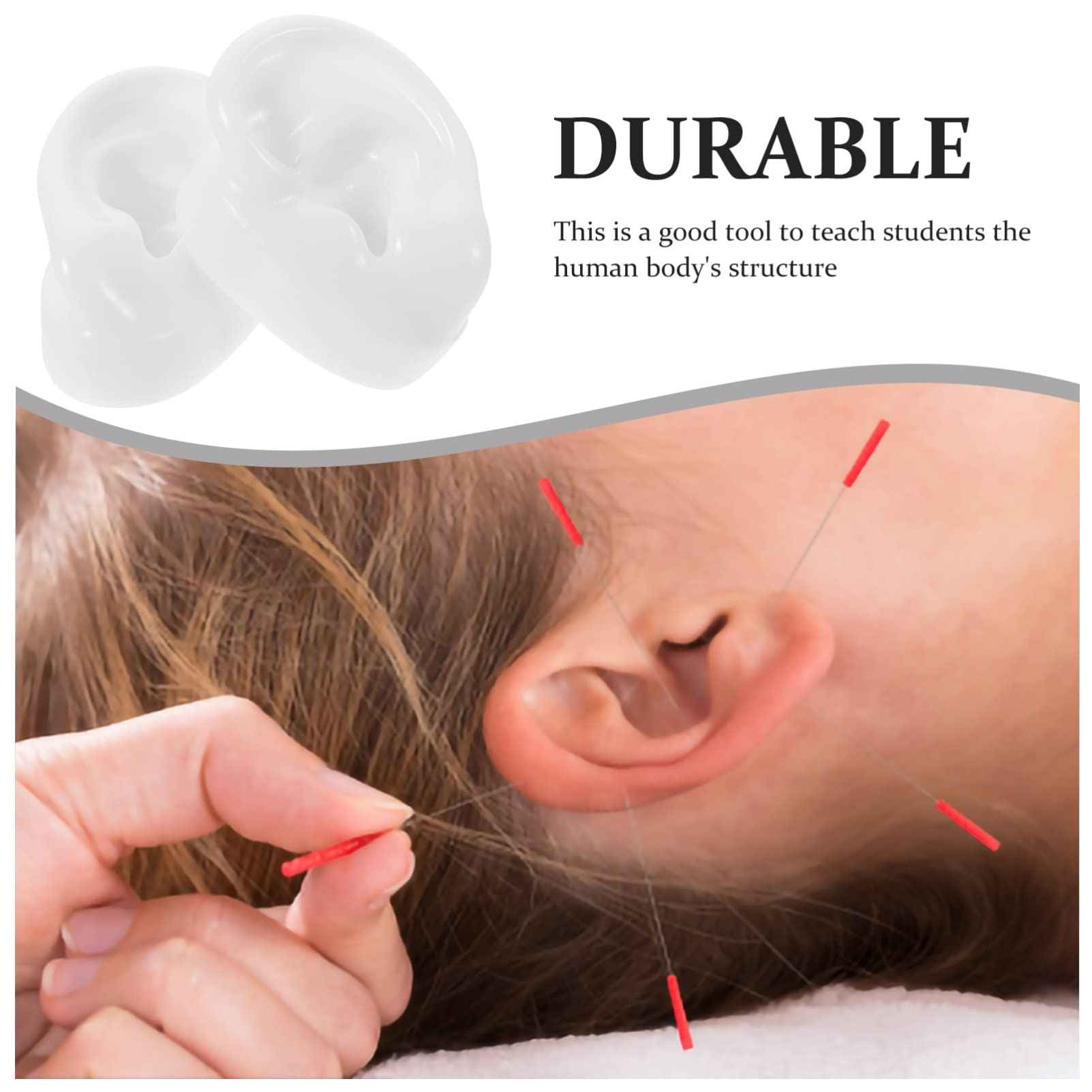 POPETPOP Silicone Ear Model : 2Pcs Realistic Fake Ear Mold for Earring Display Piercing Practice, 2.36x1.77x1.18in (White)