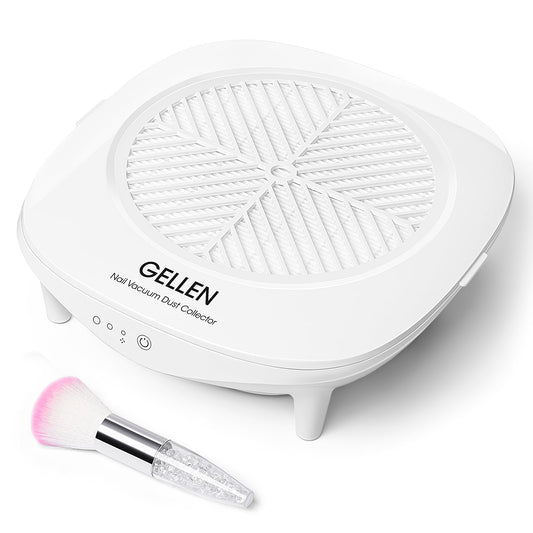 Gellen Nail Dust Collector with Reusable Filter&Dust Brush Nail Tech Vacuum Dust Fan for Acrylic Nails Powerful Suction Dust Extractor for Gel Nail Polishing Salon Home Low Noise Electric Machine