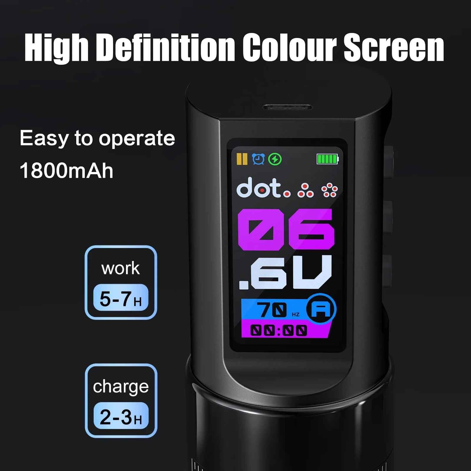 Complete Wireless Tattoo Gun Kit for Beginners | Rotary Tattoo Pen with 7 Adjustable Strokes | Rechargeable Cordless Battery | 20Pcs Tattoo Cartridge Needles Set