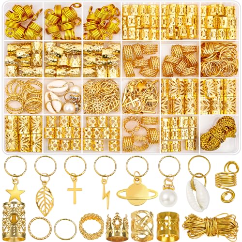 259 Pcs Gold Hair Jewelry Set for Dreadlocks & Braids