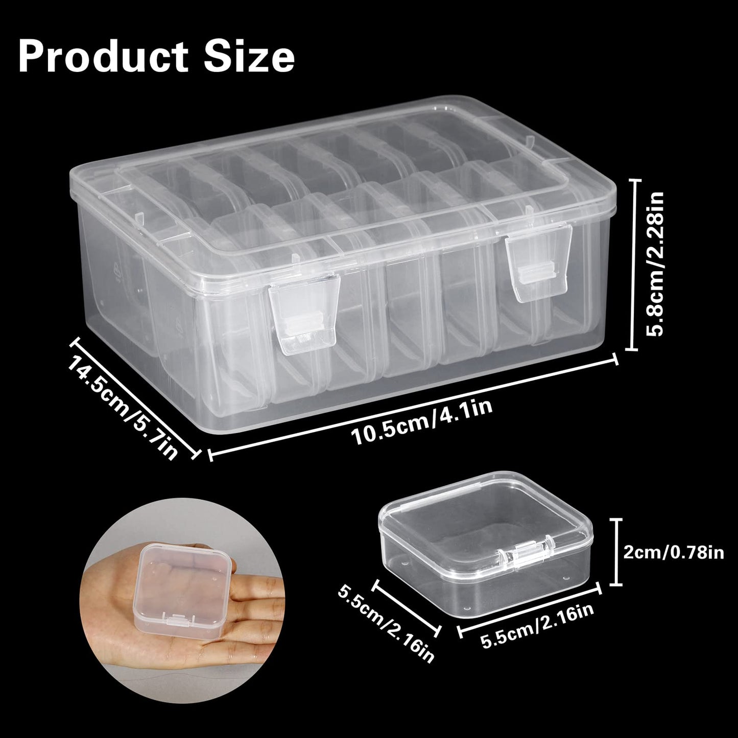 Mathtoxyz Small Bead Organizers, 30 Pieces Plastic Storage Cases Mini Clear Bead Storage Containers Transparent Boxes with Hinged Lid and Rectangle Clear Craft Supply Case