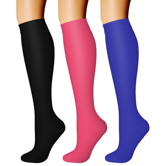 CHARMKING Compression Socks for Women & Men Circulation (3 Pairs) 15-20 mmHg is Best Athletic for Running, Flight Travel, Support, Cycling, Pregnant - Boost Performance, Durability (S/M, Multi 06)