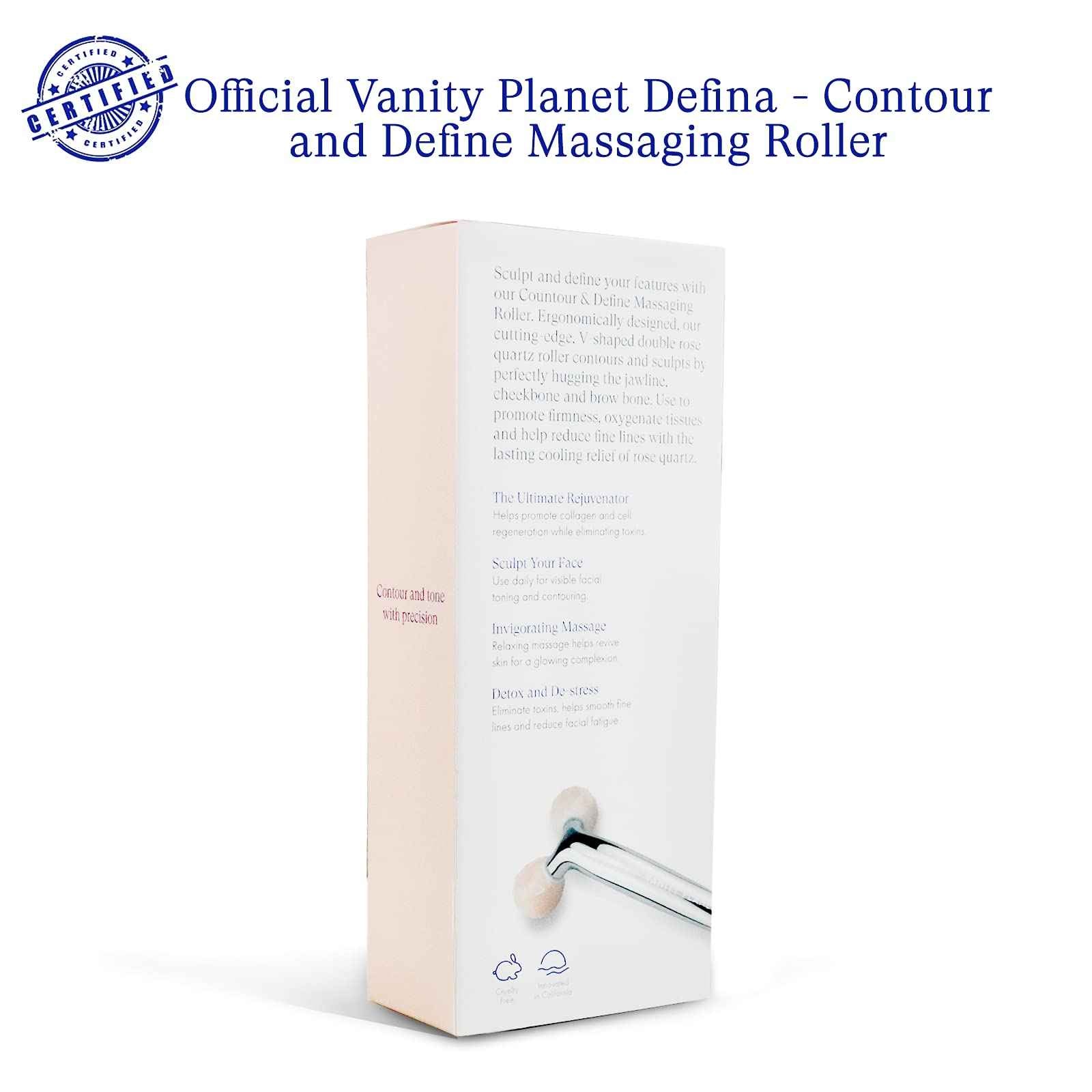 Vanity Planet Defina Contour and Define Massaging Roller - Facial Roller Helps Stimulates Blood Flow and Helps Reduce Fine Lines - Unique V-Shaped Design for Cooling Precision