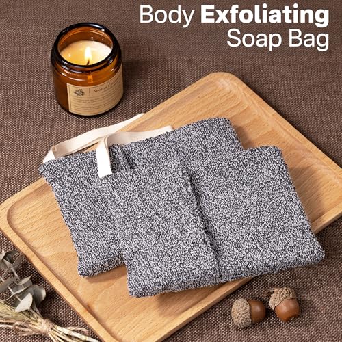 Yiclick Soap Bag 2 Pack - Gray Exfoliating Mesh Pouch for Shower & Travel