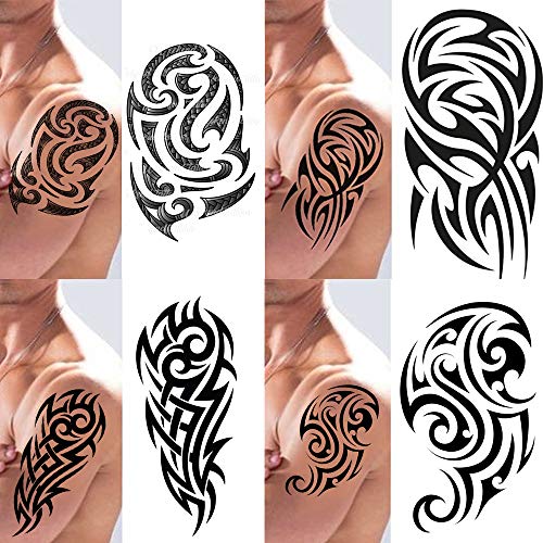 4 Pack Tribal Temporary Tattoo Stickers for Arms & Shoulders