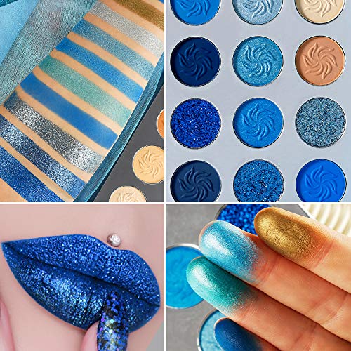 DE'LANCI Space Blue Eyeshadow Palette - 15 Colors