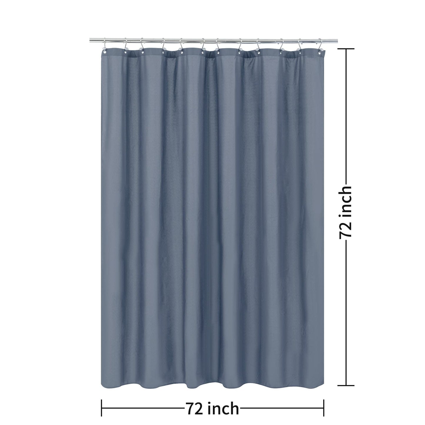 ALYVIA SPRING Blue Fabric Shower Curtain Liner Waterproof - Soft & Light-Weight Cloth Shower Liner with 3 Magnets, Hotel Quality & Machine Washable - Standard Size 72x72, Stone Blue