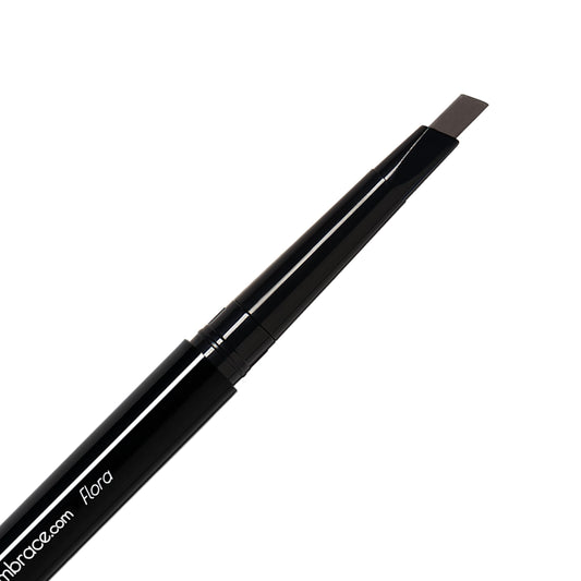 Eye Embrace Flora: Dark Brown-Gray Eyebrow Pencil – Waterproof, Double-Ended Automatic Angled Tip & Spoolie Brush, Cruelty-Free