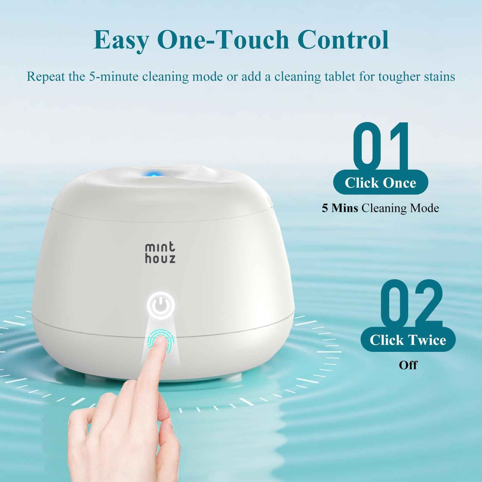 Minthouz Ultrasonic Retainer Cleaner Machine, Dental Pod for Denture, Mouth Guard, Aligner, Night Guard, Toothbrush Heads, Jewelry, 48kHz Retainer Cleaner with 200ML Capacity for All Dental Appliances