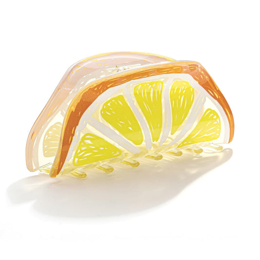 LILIE&WHITE Acrylic Lemon Hair Clips For Women Claw Clip Fruit Hair Clips With Lemon Print Style Cute Summer Claw Clips With Powerful Hair Fixing Accessories