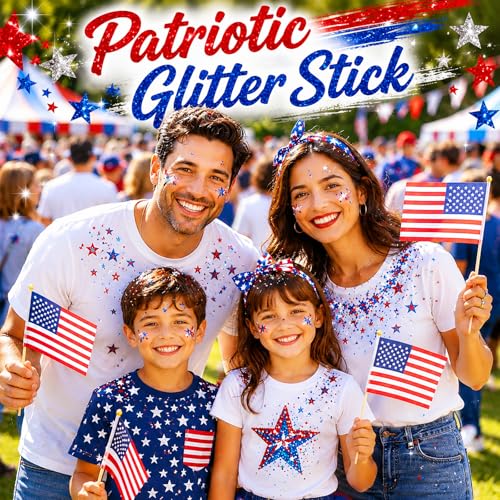4th of July Patriotic Glitter Stick - Red White Blue