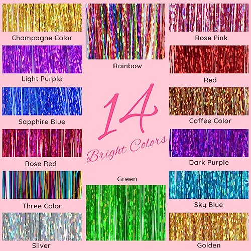 Tinsel Hair Extensions Clip In 14 Colors 19.7 In Glitter