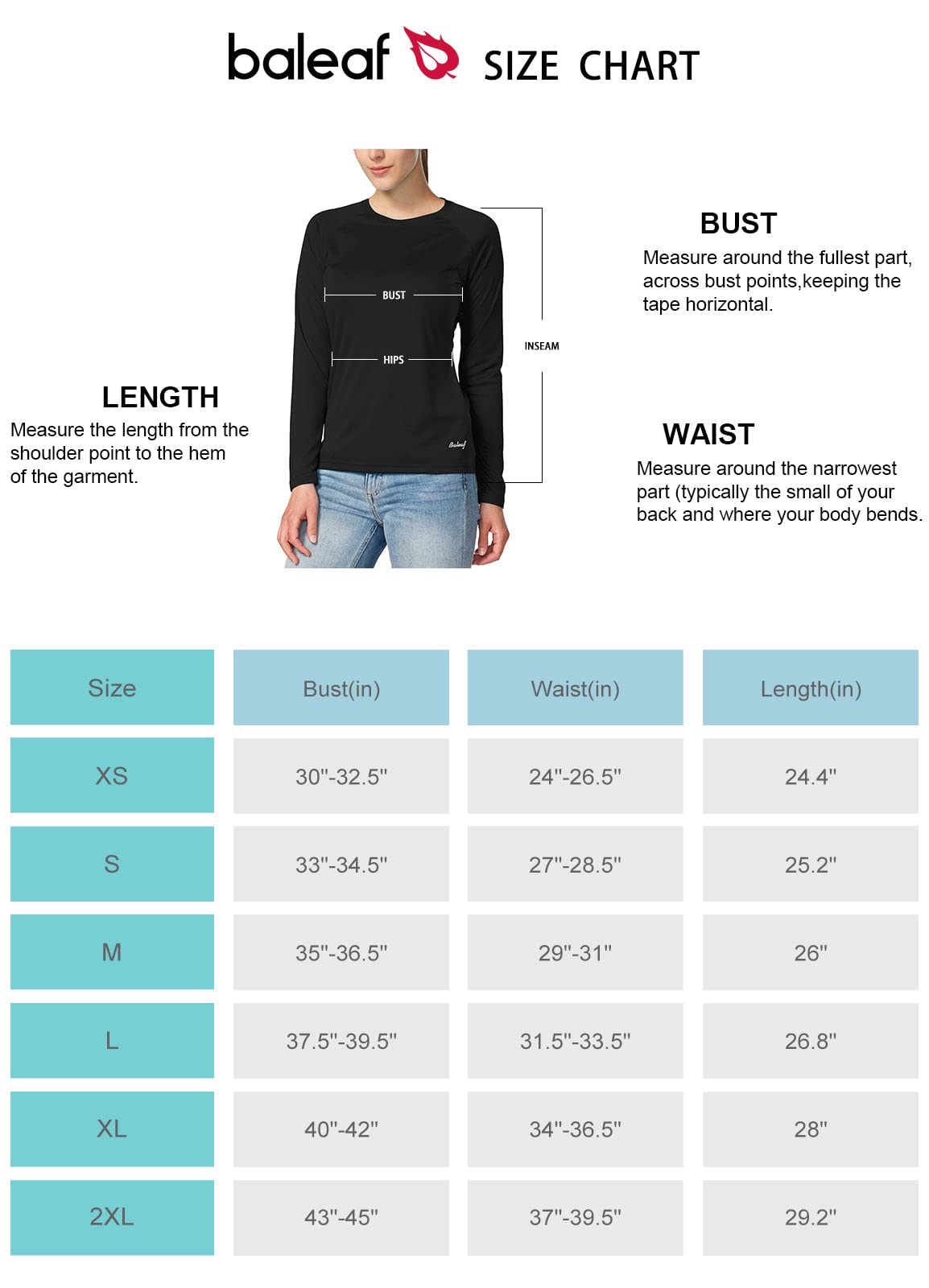 BALEAF Women's Workout Tops Long Sleeve Running Shirts Quick Dry Moisture Wicking Athletic T-Shirts for Exercise Gym Sports Yoga Black Size XS