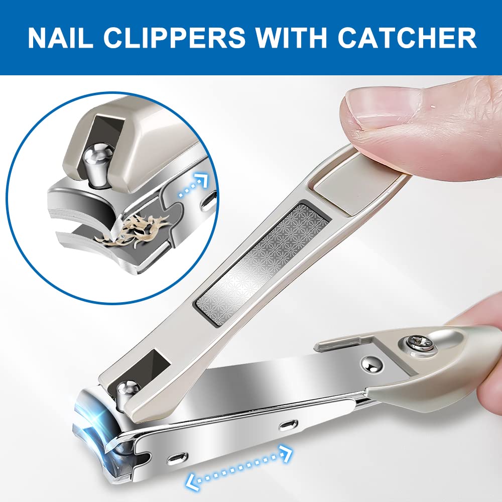 Toenail Clippers for Seniors Thick Nails - 37mm/16mm Wide Jaw Opening Large Mouth Toe Nail Clippers, 5PCS Heavy Duty Toenail Clipper for Men Seniors Perfect Gifts for Men Women