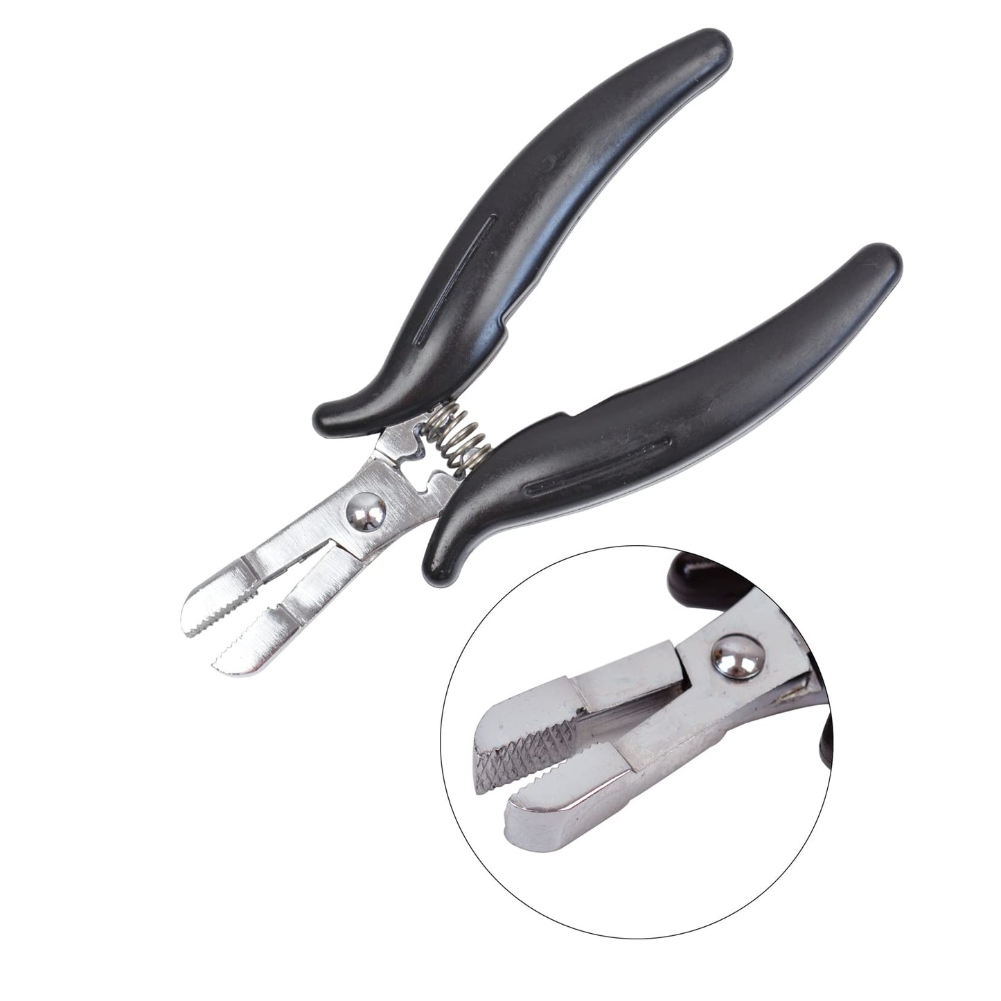 Hair Extension Pliers for Micro Nano Ring Keratin Professional Hair Extension Tool (Black Thread D-Shape)