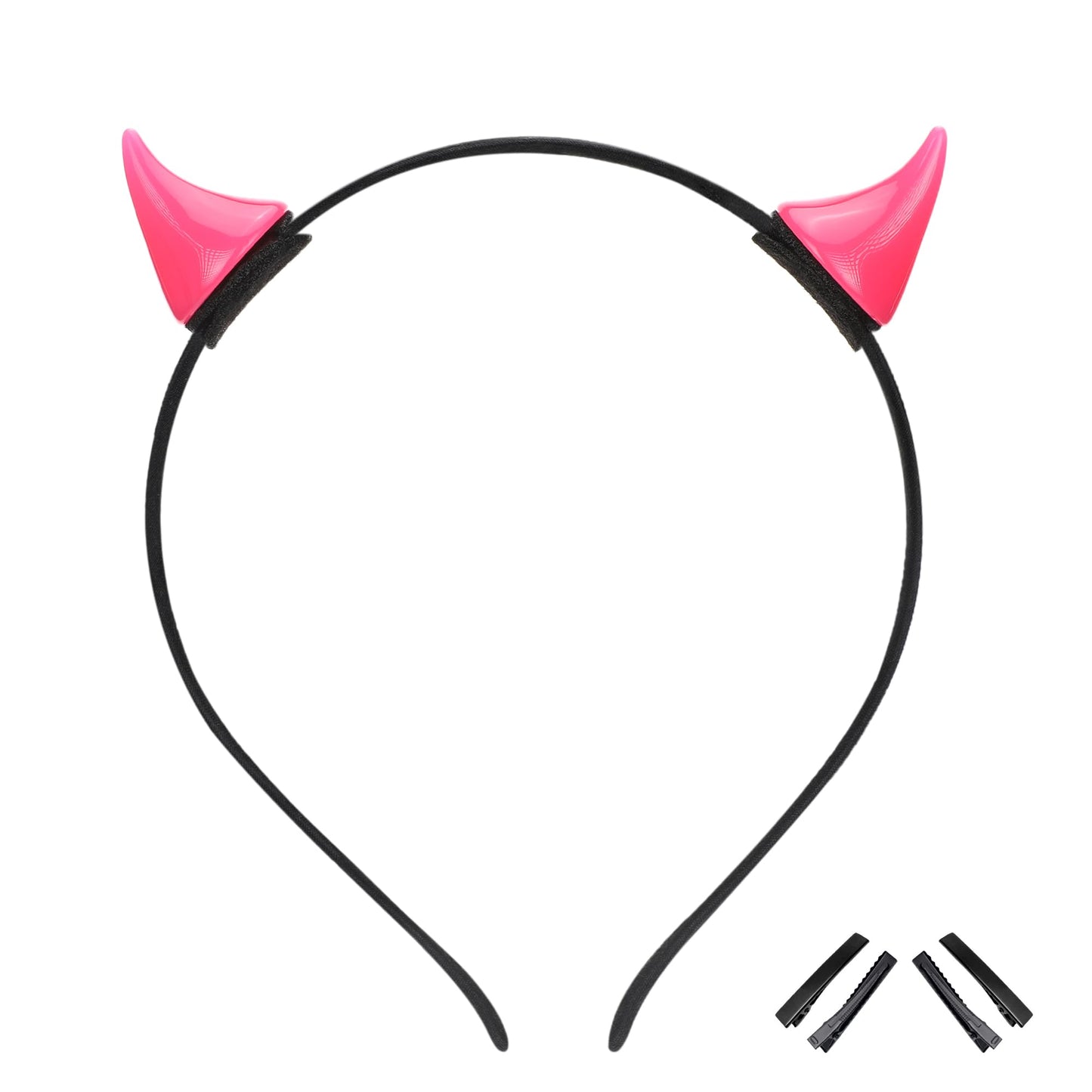 MOSTORY Pink Devil Horn Headband - Demon Horns Hairband Horns Hairhoop for Halloween Renaissance Ren Faire Cosplay Fae Ball