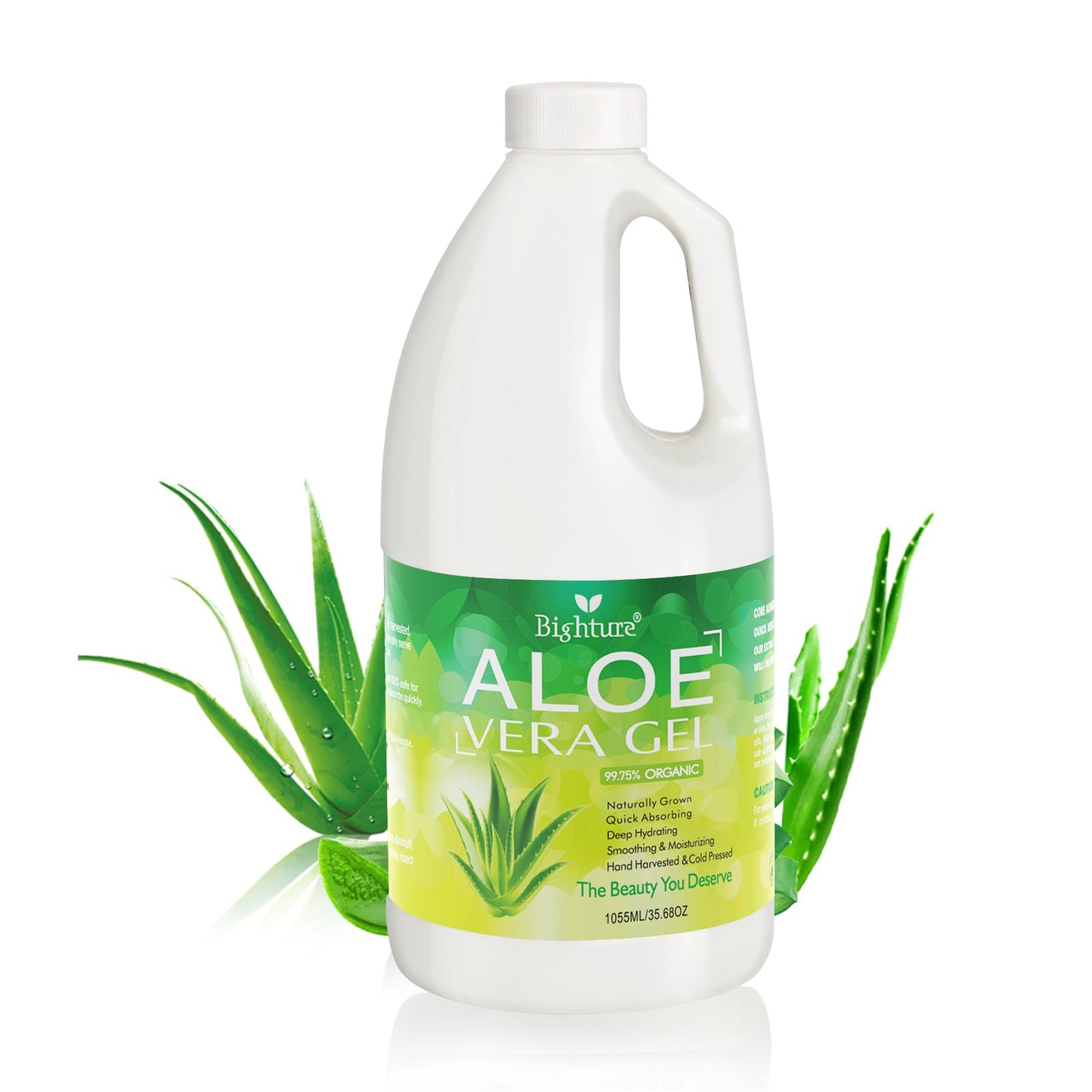 BIGHTURE Aloe Vera Gel, 100% Aloe Vera Extracted from Freshly Cut Pure Aloe Leaves, Pure Aloe Vera Gel for Skin Care like Deeply Soothing, Firming, After Shave, Sunburn Relieve(Family Pack)