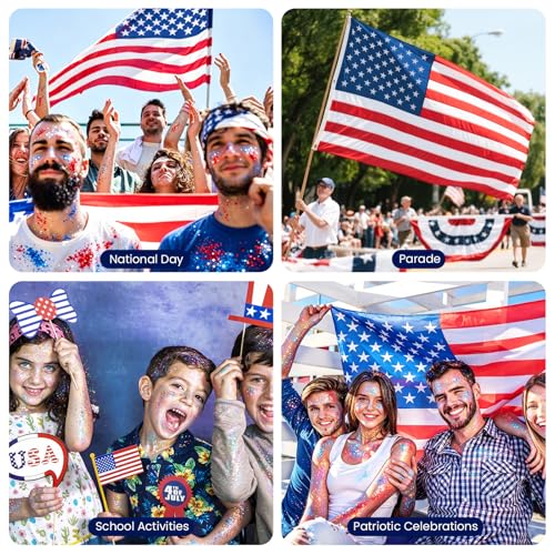Red White Blue Glitter Stick - Waterproof Patriotic Body Makeup