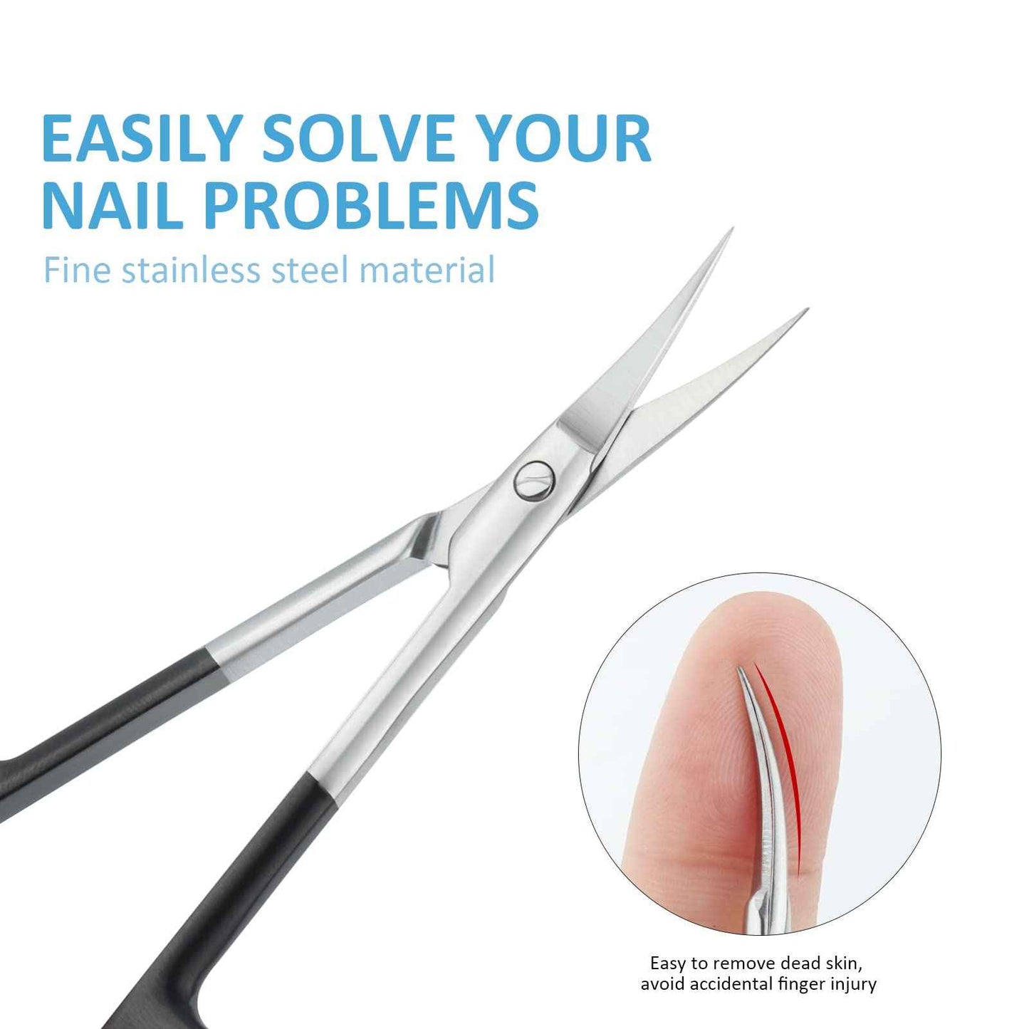 Qunzhao Cuticle Scissors for Women and Men Curved Stainless Steel with Tip Grooming Blades Manicure Nail for Dry Skin Nail Scissors (3)