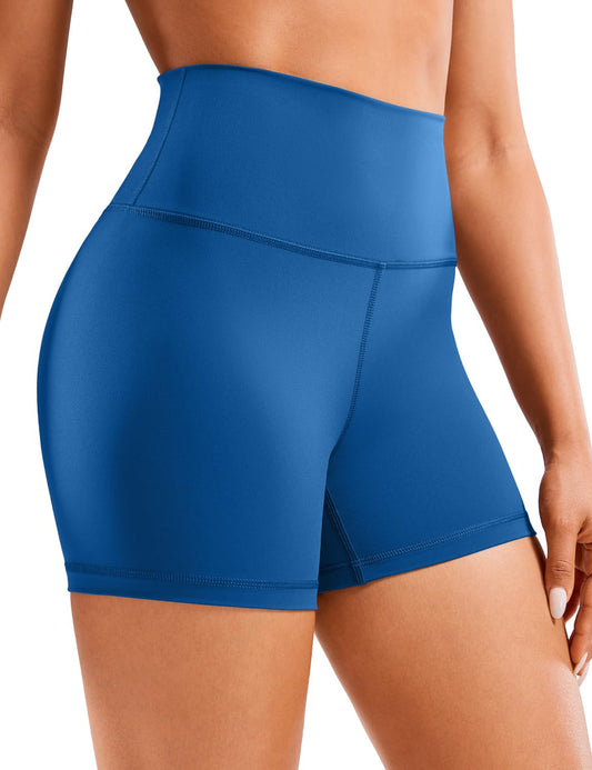 CRZ YOGA Women's Naked Feeling Biker Shorts - 4 Inches High Waist Yoga Workout Running Gym Spandex Shorts Ocean Blue XX-Small