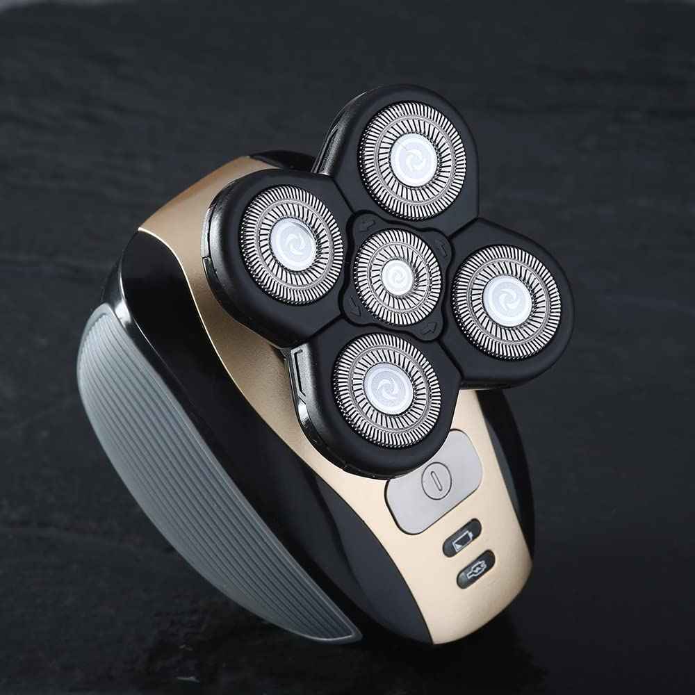 WAHFOX Universal 3 Pcs 5 Blades Shaver Heads for Head shaver and Other Brands Head Shaver, Black+gold