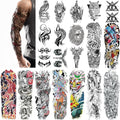 Full Arm Temporary Tattoo Sleeves - 20 Sheets Japanese Dragon & Tribal