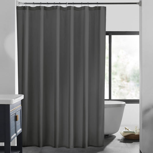 Fabric Shower Curtain Liner with Magnets, Plastic Waterproof Shower Curtain Liner, 70x72 Lightweight Shower Curtains for Bathroom(Grey Fabric, 1PC)