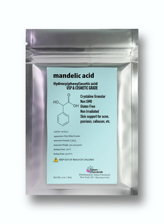 Talsen Chemicals Mandelic Acid Powder 99.9% Purity, DIY Cosmetic Grade For Mandelic Acid Serum, Peel/Mask or add to Cream, Moisturizer (2 Ounce / 56 Gram)