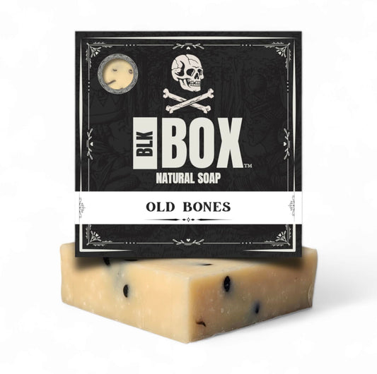 Black Box USA MADE 5oz Men's Natural Bar Soap Made from Natural Oils - Exfoliating Handmade Cold Process Soap No Harsh Chemicals, Cedarwood Tea Tree Activated Charcoal (OLD BONES)