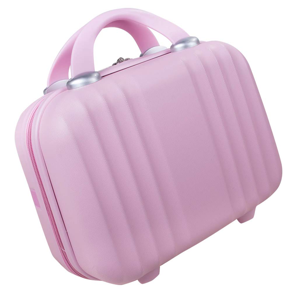 Exttlliy Mini Hard Shell Hard Travel Luggage Cosmetic Case, Small Portable Carrying Case Suitcase for Makeup (Pink)