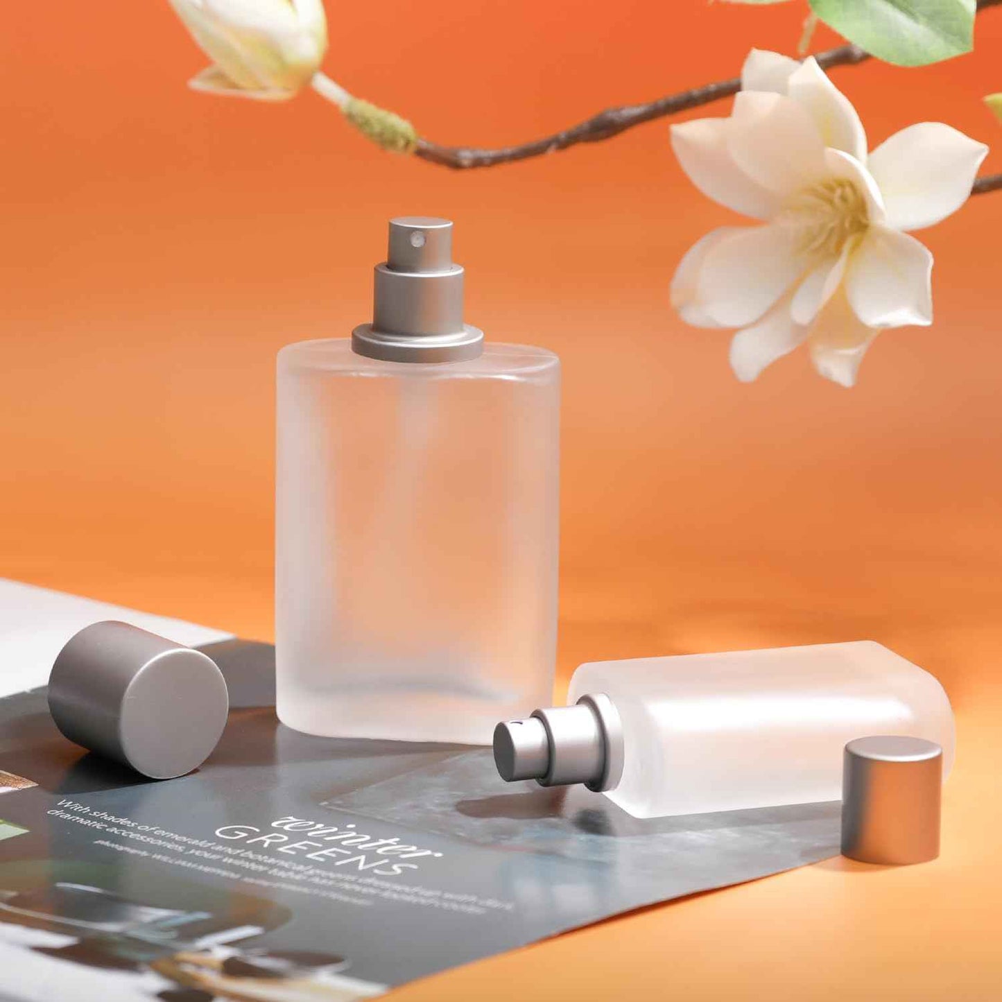 Yerpkefey 100ml/3.4 Oz Frosted Glass Spray Bottle Perfume Atomizer,Refillable Perfume Spray Bottle Perfume Bottles Empty with 3 Kinds of Perfume Dispenser (Frosted Glass 100ml)