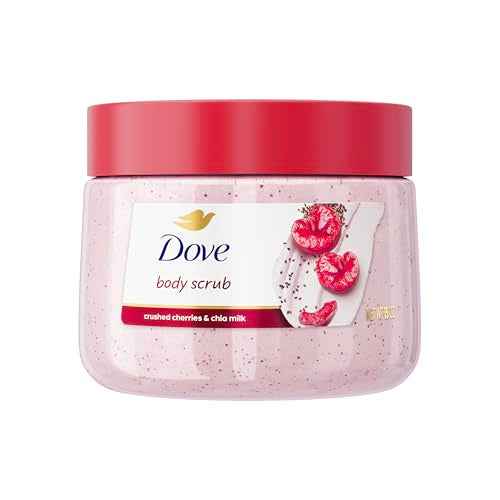 Dove Cherry & Chia Milk Body Scrub Exfoliates and Deeply Nourishes for Smooth, Radiant Skin 15 oz