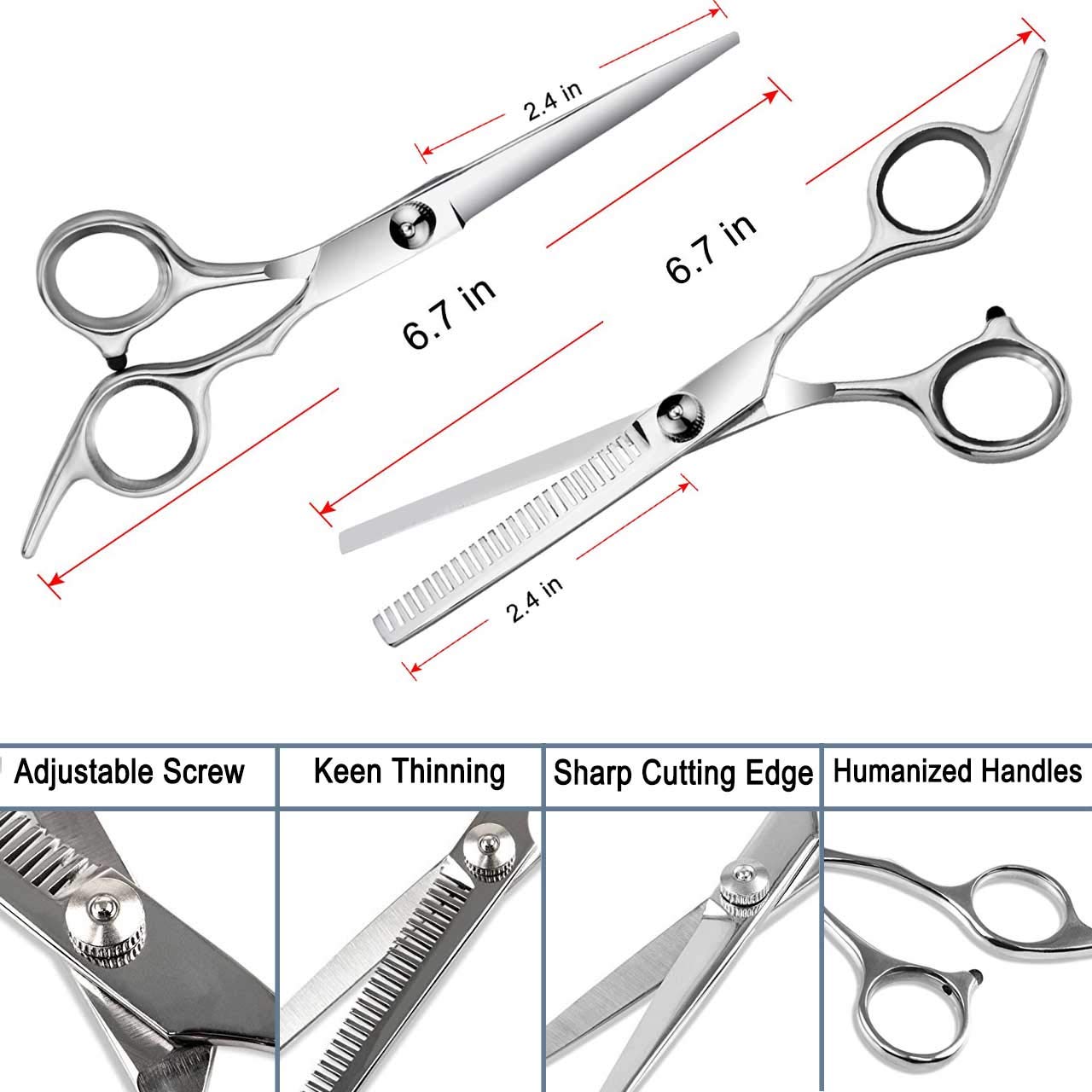 Kynup Hair Scissors, Professional Hair Cutting Scissors, Barber Scissors, Thinning Shears for Hair Cutting, Adults, Women, Home, Salon, Hair Trimming Scissors, Hair Cutting Scissors Kit