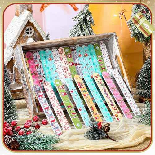 45 Pack Christmas Nail Files Gifts Bulk Holiday Emery Boards Double-Sided Christmas Party Nail Files Bulk Stocking Stuffers Christian Gifts for Women Customers Coworkers Staff(Santa)
