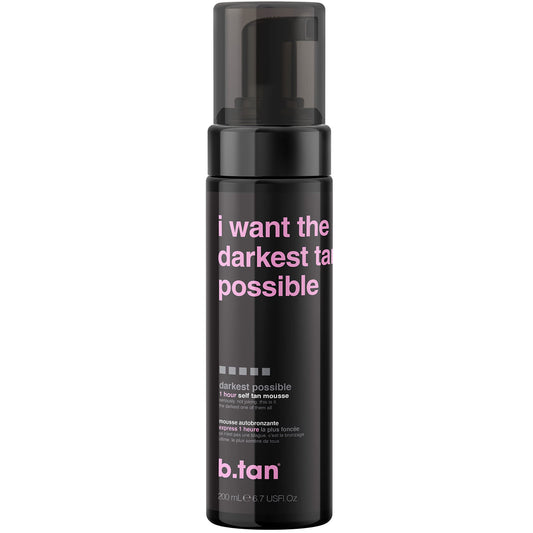 b.tan Ultra Dark Self Tanner | I Want The Darkest Tan Possible - Fast, 1 Hour Express Sunless Tanning Mousse, No Fake Tan Smell, No Added Nasties, Vegan, Cruelty Free, 6.7 Fl Oz