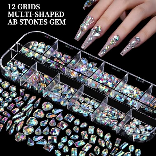 FANDAMEI Nail Charms Kit with Rhinestones & 3D Art Decorations for Nails