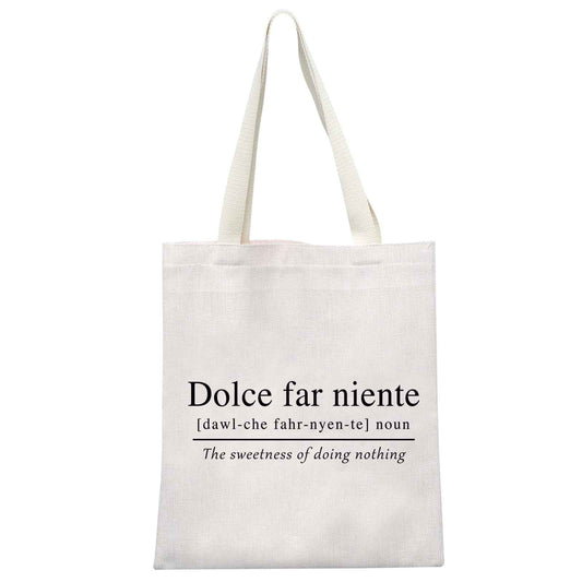 GJTIM Italian Themed Sweet Doing Nothing Quote Dolce Far Niente Italy Lover Gift Zipper Pouch Travel Bag Tote