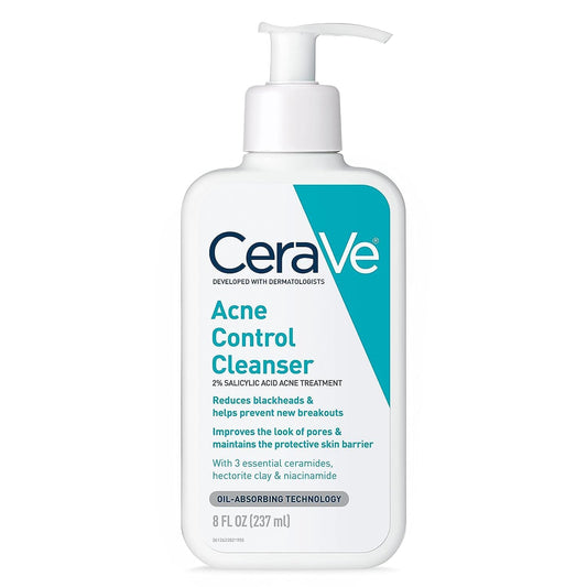 CeraVe Face Wash Acne Treatment | 2% Salicylic Acid Cleanser with Purifying Clay for Oily Skin | 8 Ounce