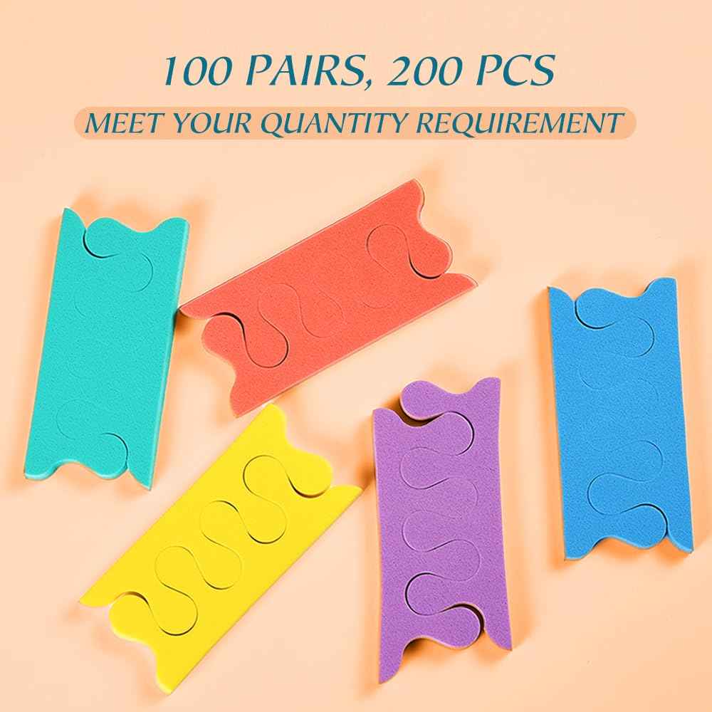 NOVAL Toe Separator Pedicure Toe Separators Foam Bulk,200 PCS (100 Pairs) Toe Separators Pedicure for Nail Polish Nail Salon,for Women & Girls