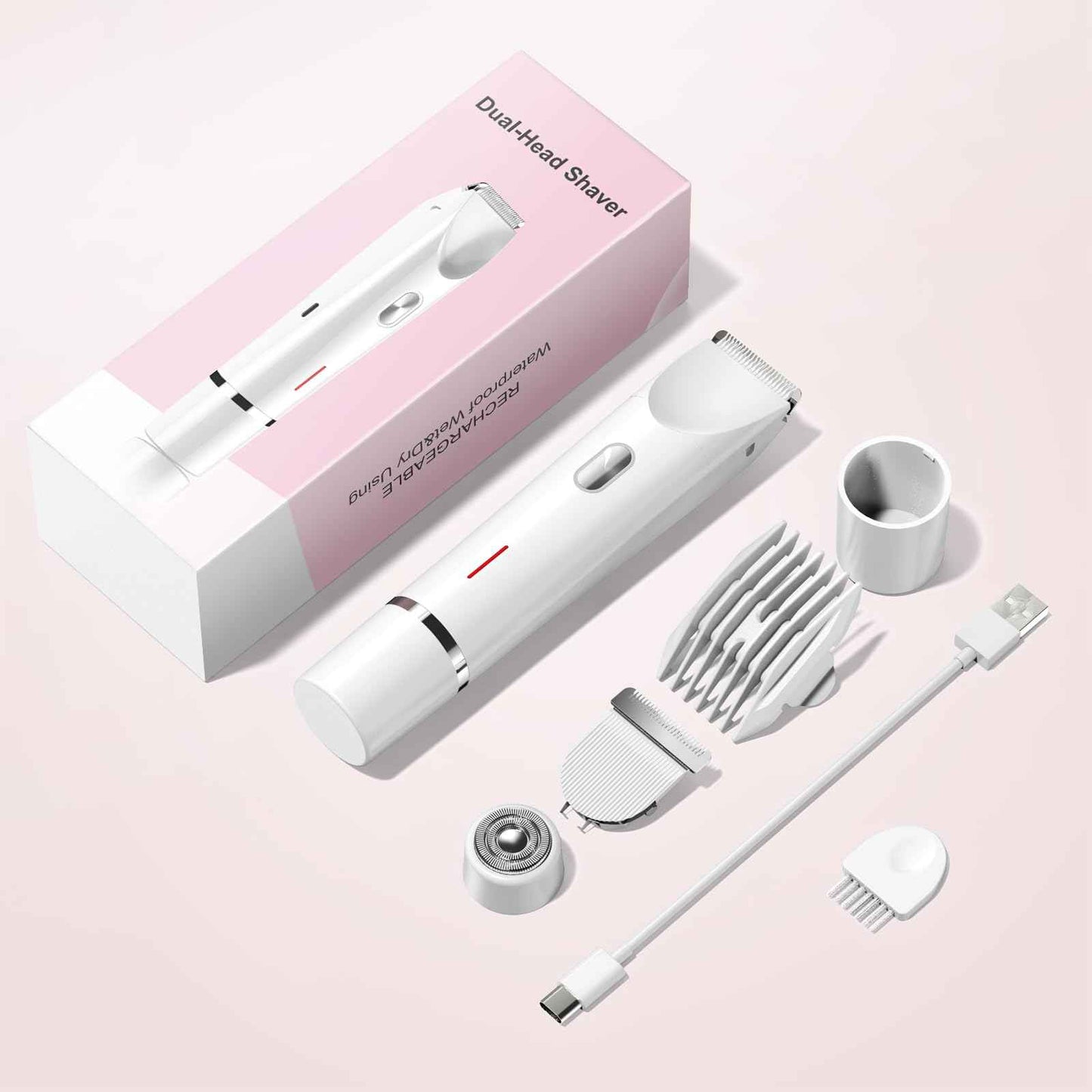 Bikini Trimmer for Women Electric Razors for Women, Double Head Dual Purpose, IPX7 Waterproof Hair Razor, Ceramic Blade Hair Trimmer Wet & Dry Use, Painless Electric Shaver for Facial and Body