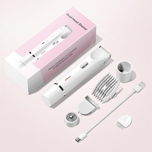 Bikini Trimmer for Women Electric Razors for Women, Double Head Dual Purpose, IPX7 Waterproof Hair Razor, Ceramic Blade Hair Trimmer Wet & Dry Use, Painless Electric Shaver for Facial and Body