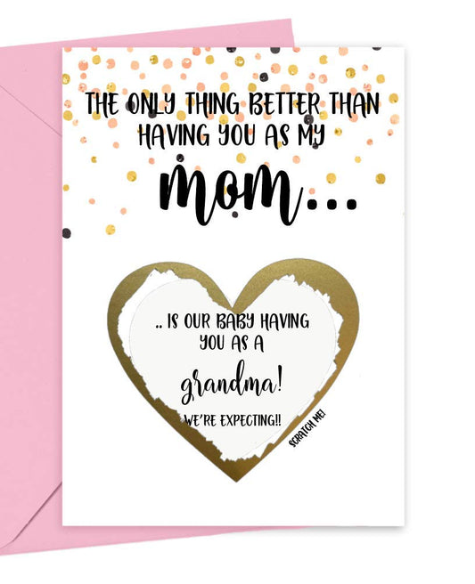 Pregnancy Scratch Off Card for Mom New Grandma, Baby Announcement for New Grandma, New Baby Reveal From Son Daughter… (Mom)