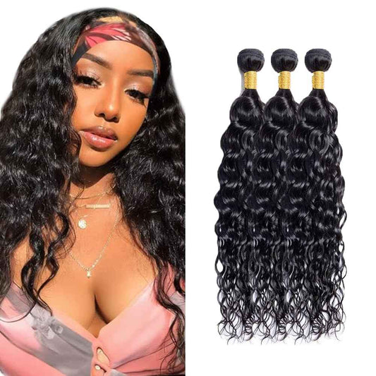 Human Hair Bundles Human Hair Water Wave Bundles 14 16 18 inch Wet and Wavy Bundle Quick Weave Extensions 150g