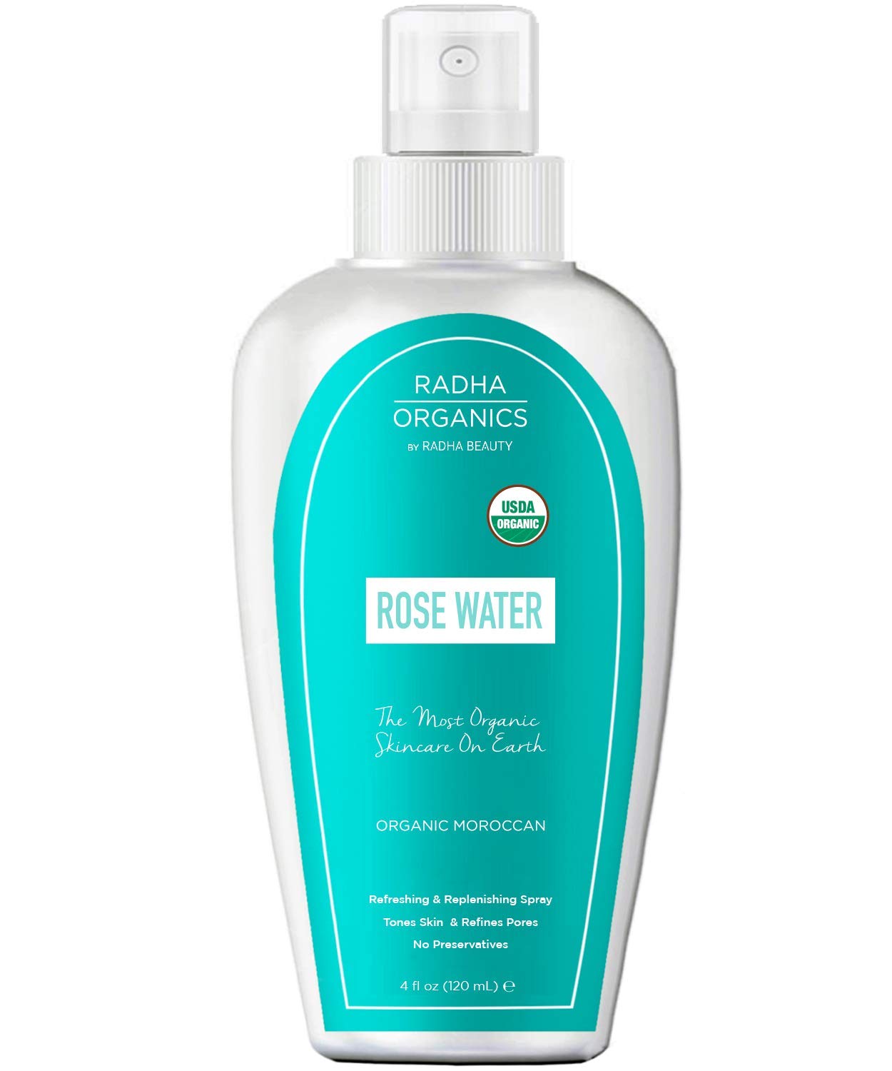 Radha Beauty Rose Water Toner - Moisturize, Rejuvenate and Replenish - 16 Ounce Bottle with fine Mist Sprayer.