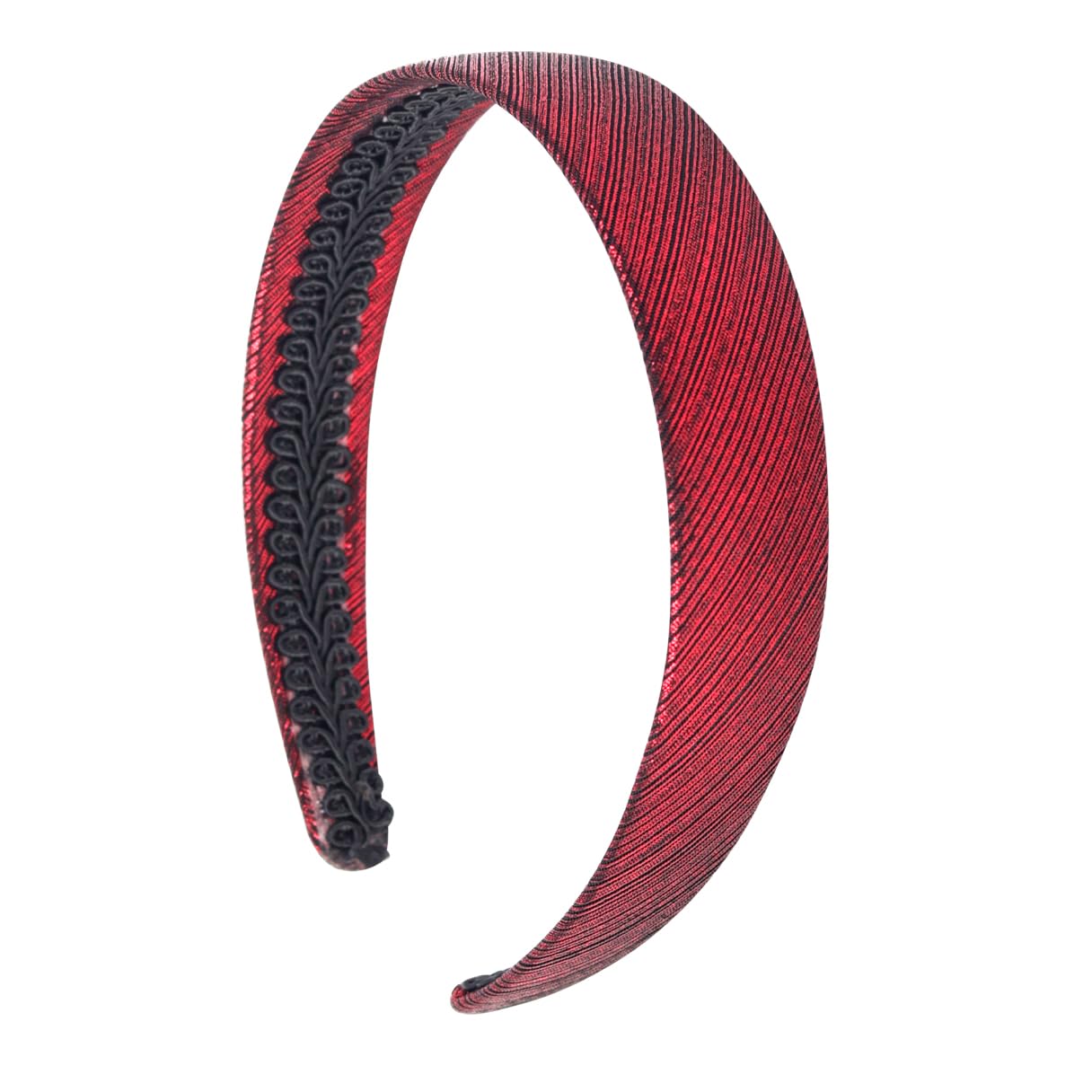 Motique Accessories 1 Inch Metallic Fabric Headband for Women andGirls (Red)