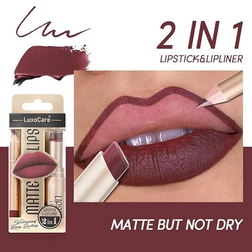 Matte Lipstick & Lip Liner Set - Long-Lasting, Smooth Matte Finish & Precision Defined Lips Easy-to-Apply, Moisturizing Formula Perfect for Everyday Wear & Special Occasions (#04, A)