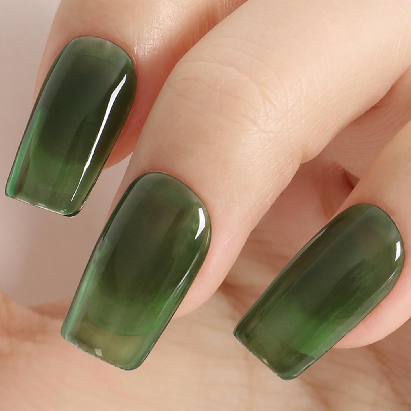 TUTUYU Jelly Emerald Green Gel Nail Polish,Sheer Dark Green Gel Polish for Manicure Salon or DIY Nail Art at Home,0.5 Fl Oz - GP0072