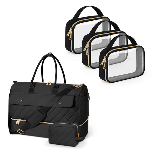 Wedama TSA Approved Toiletry Bag Clear Makeup Bags 3Pack +Large Weekender Bag for Women with Shoe Compartment for Travel Gym Camping