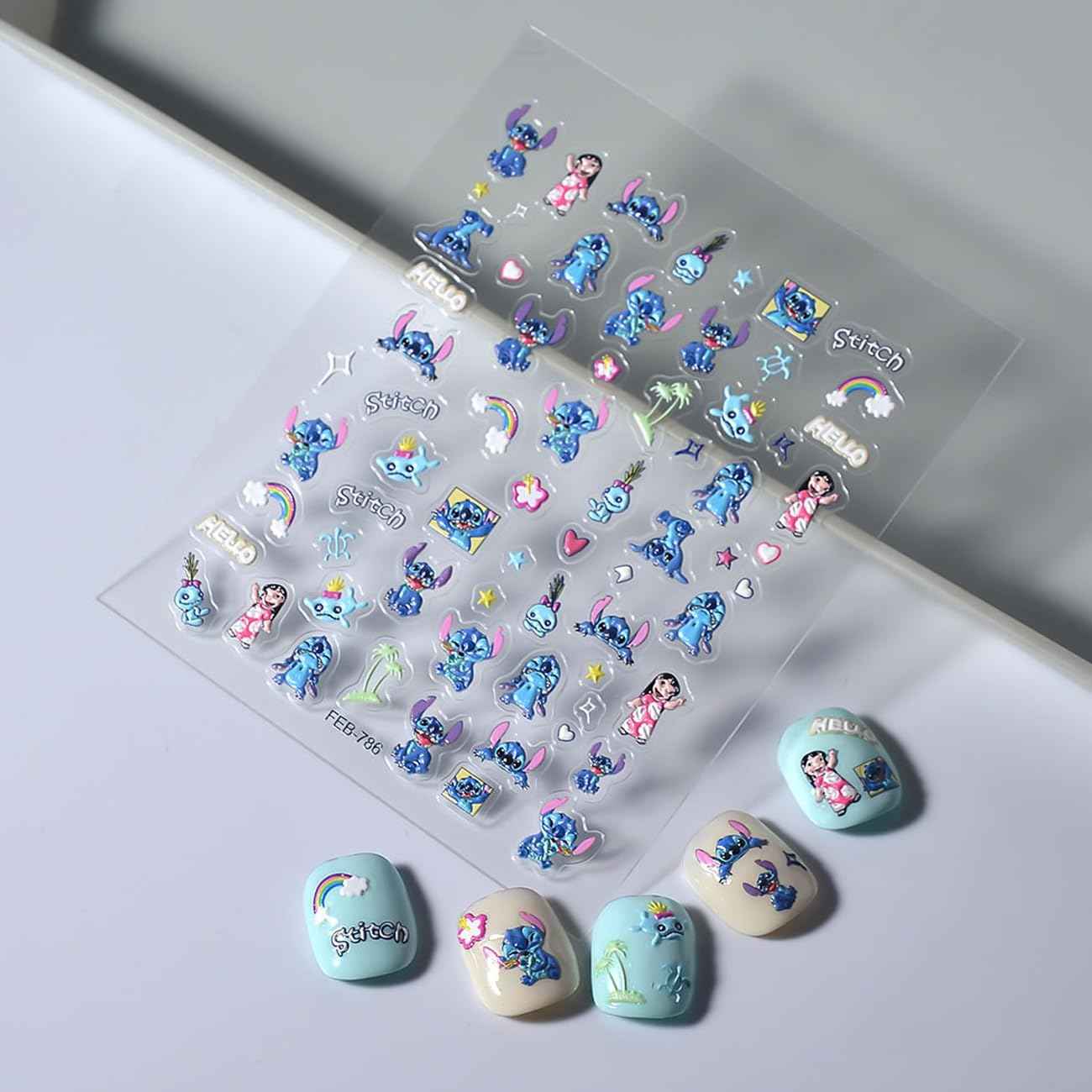 5D Embossed Cartoon Nail Stickers - 1Pcs Cute Nail Stickers for Nails Art Cartoon Reliefs Self Adhesive Supplies Nails Decals Cute DIY Designs Sticker for Women and Girls