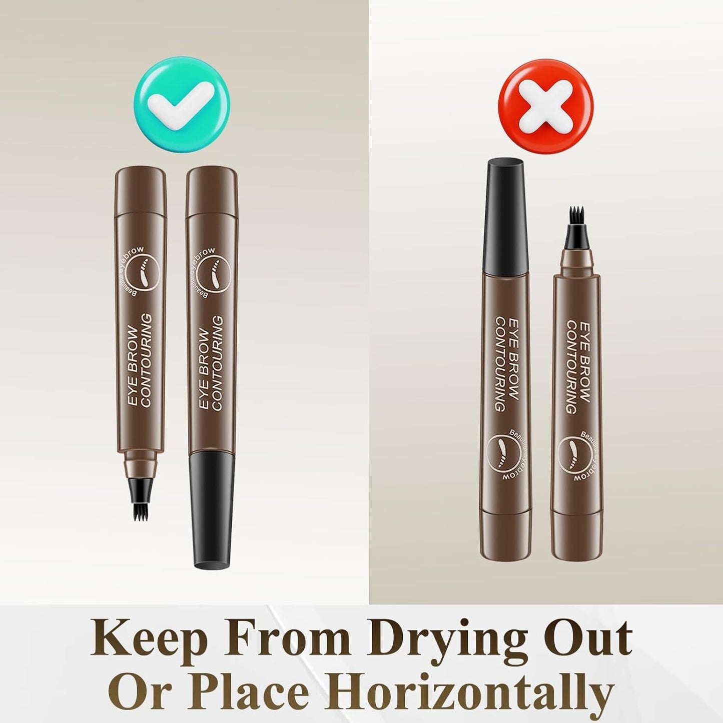 2024 Upgraded Magic Eyebrow Pencil - 3D Waterproof, Sweatproof & Long-Lasting All Day 4-Tip Microblading Brow Pen for Vivid & Hair-Like Brows Contouring & Precise Magic with 4 Fork (Light Brown)